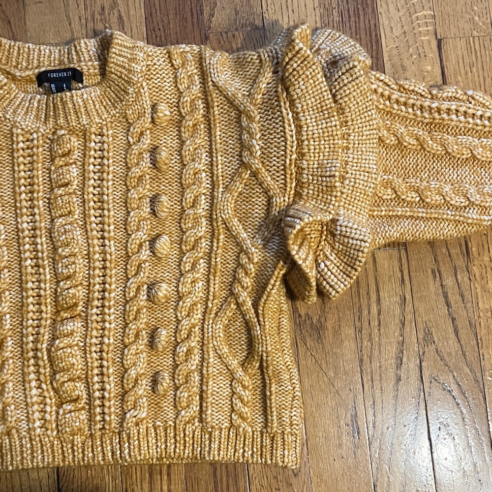 Forever 21 Women's Textured Knit Sweater - Golden Yellow